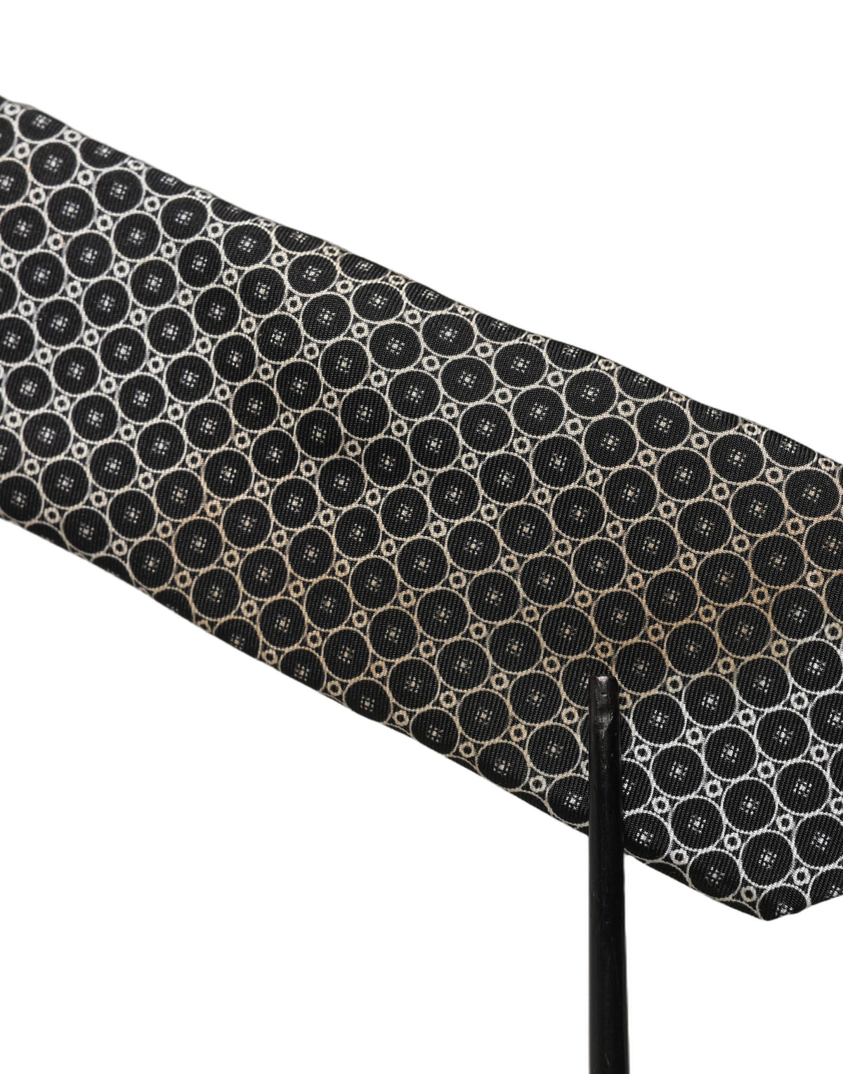 Black White Geometric Silk Adjustable Necktie Accessory Tie