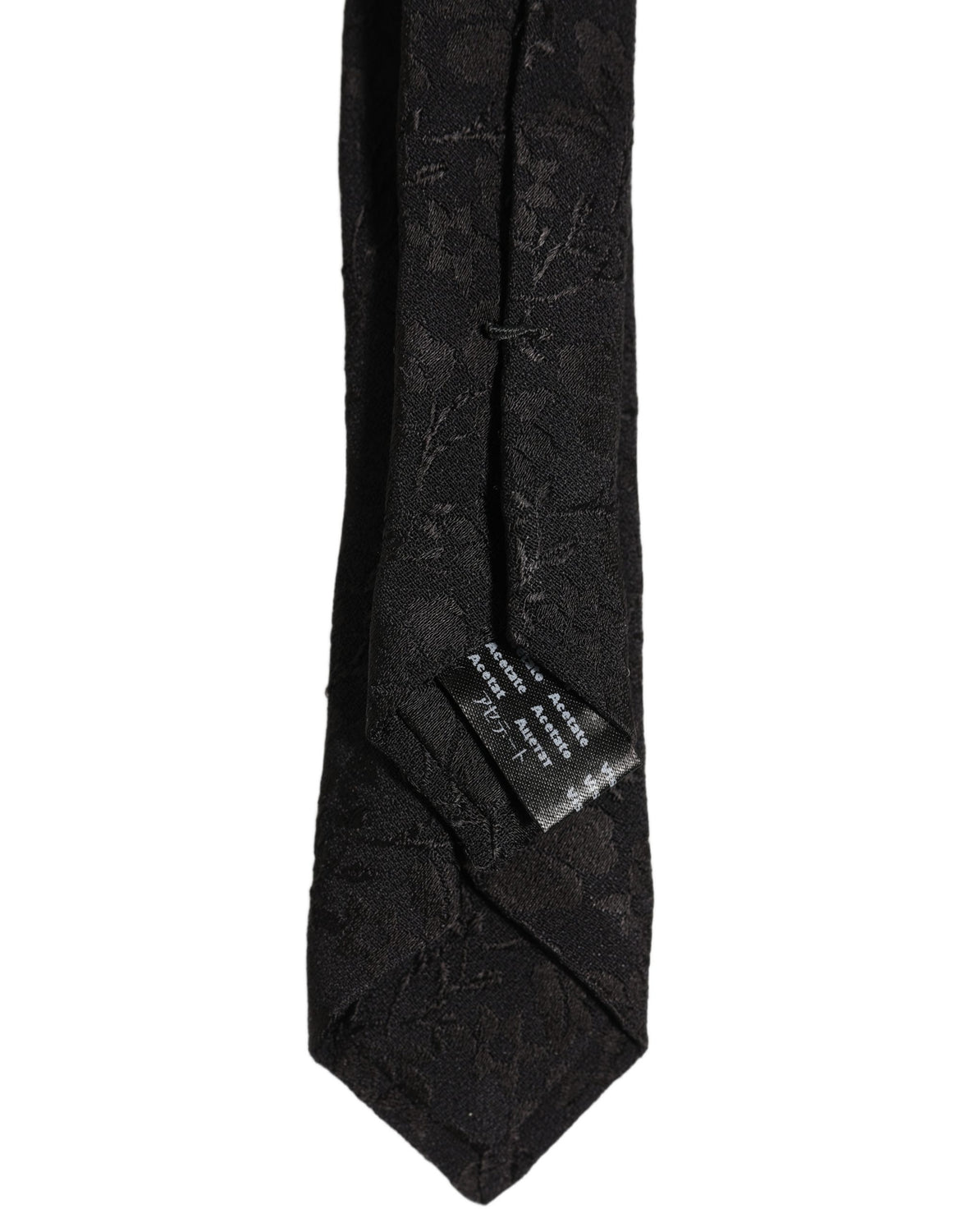 Black Floral Brocade Silk Adjustable Necktie Accessory Tie