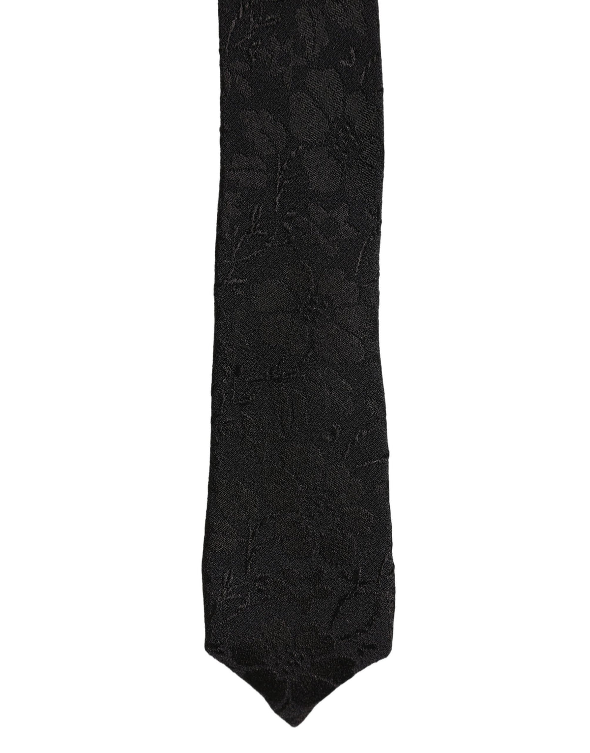 Black Floral Brocade Silk Adjustable Necktie Accessory Tie