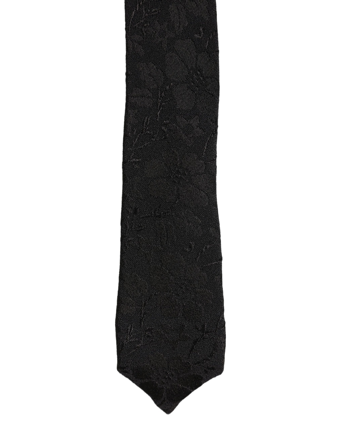 Black Floral Brocade Silk Adjustable Necktie Accessory Tie