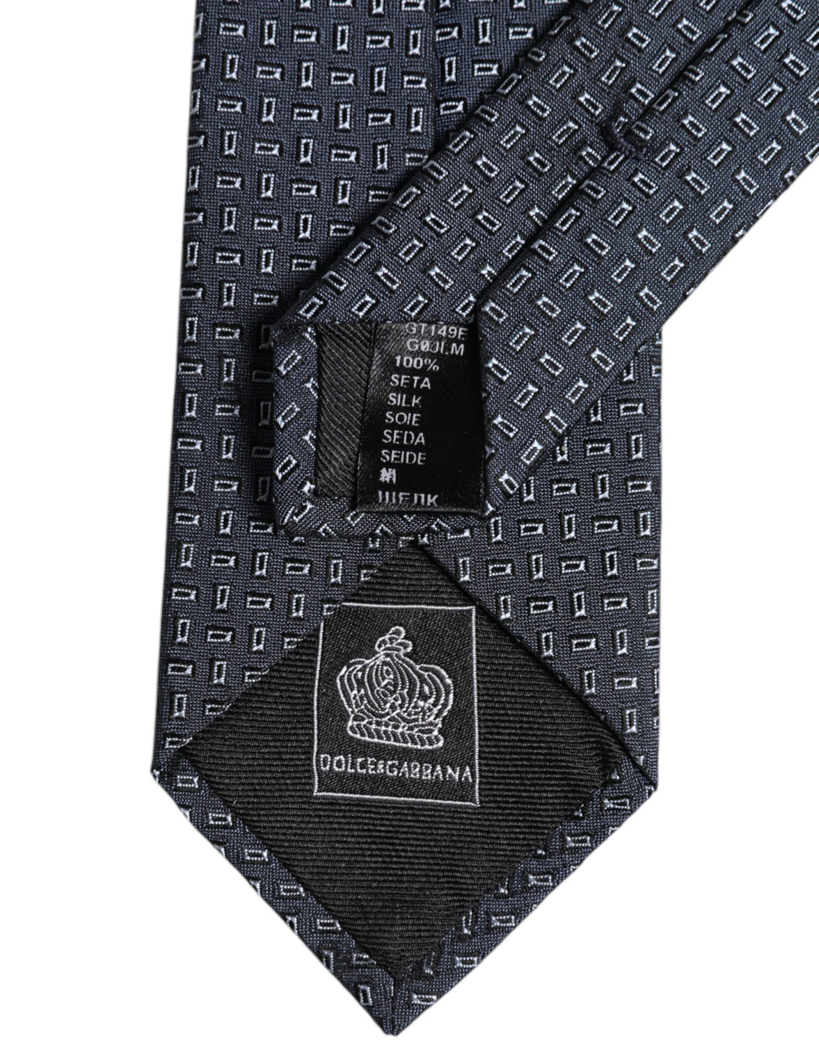 Dark Blue Silk Geometric Adjustable Tied Necktie Tie