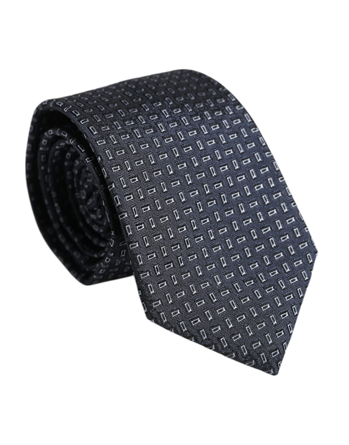 Dark Blue Silk Geometric Adjustable Tied Necktie Tie