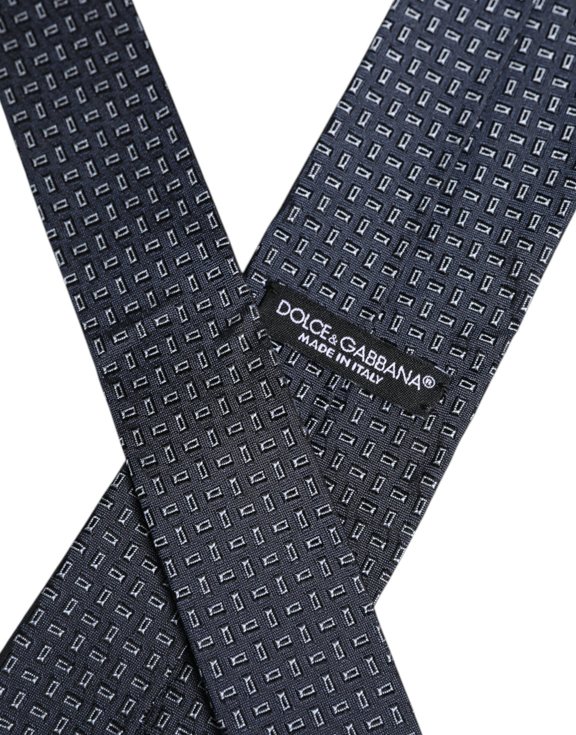 Dark Blue Silk Geometric Adjustable Tied Necktie Tie