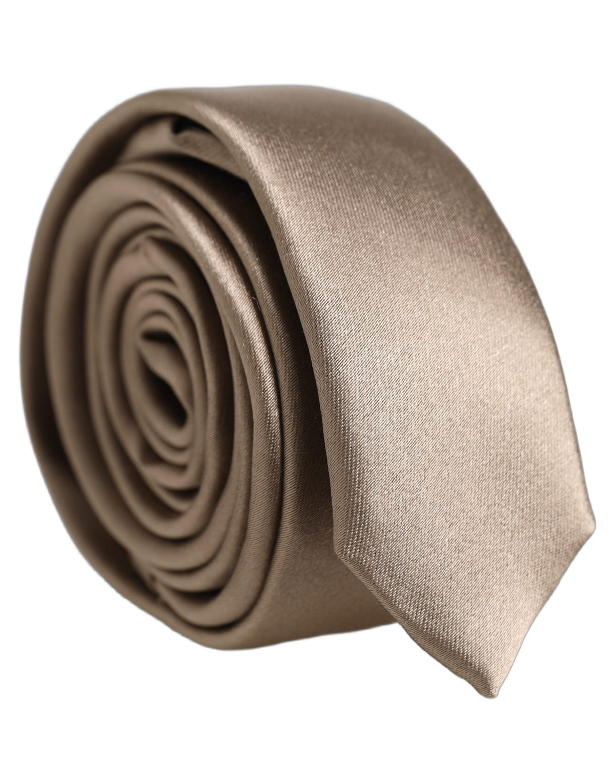 Brown Satin 100% Silk Adjustable Tied Men Necktie Tie