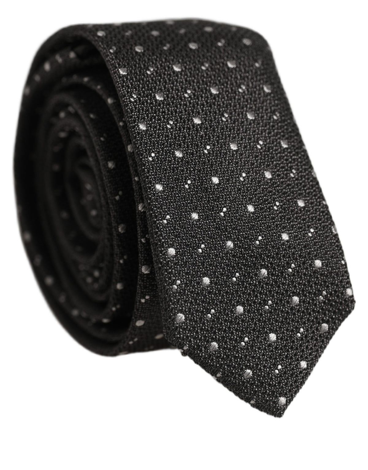 Dark Gray Polka Dot Silk Adjustable Necktie Accessory Tie
