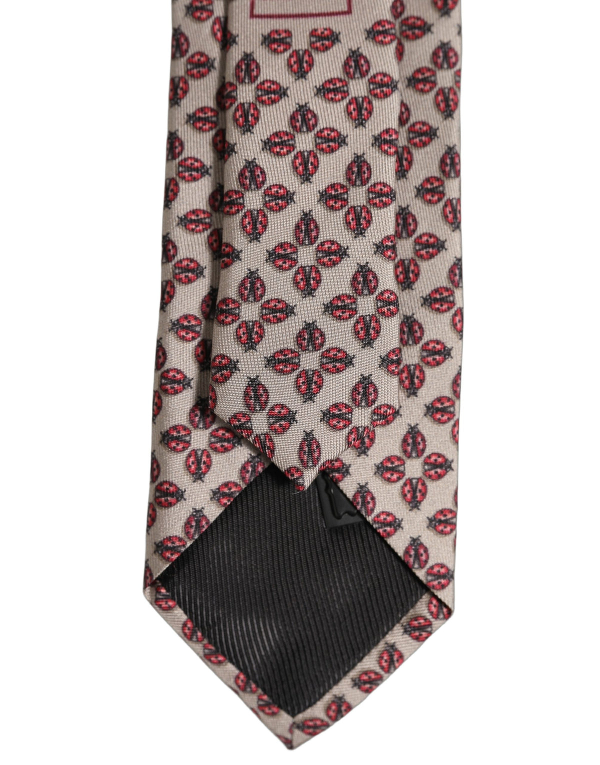 Beige Lady Bug Silk Adjustable Necktie Men Accessory Tie