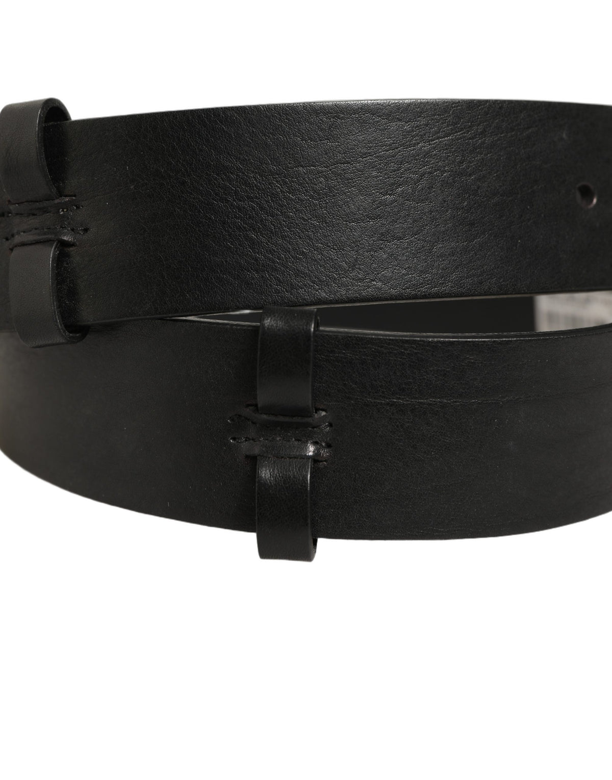 Black Leather Silver Tone Square Buckle Belt