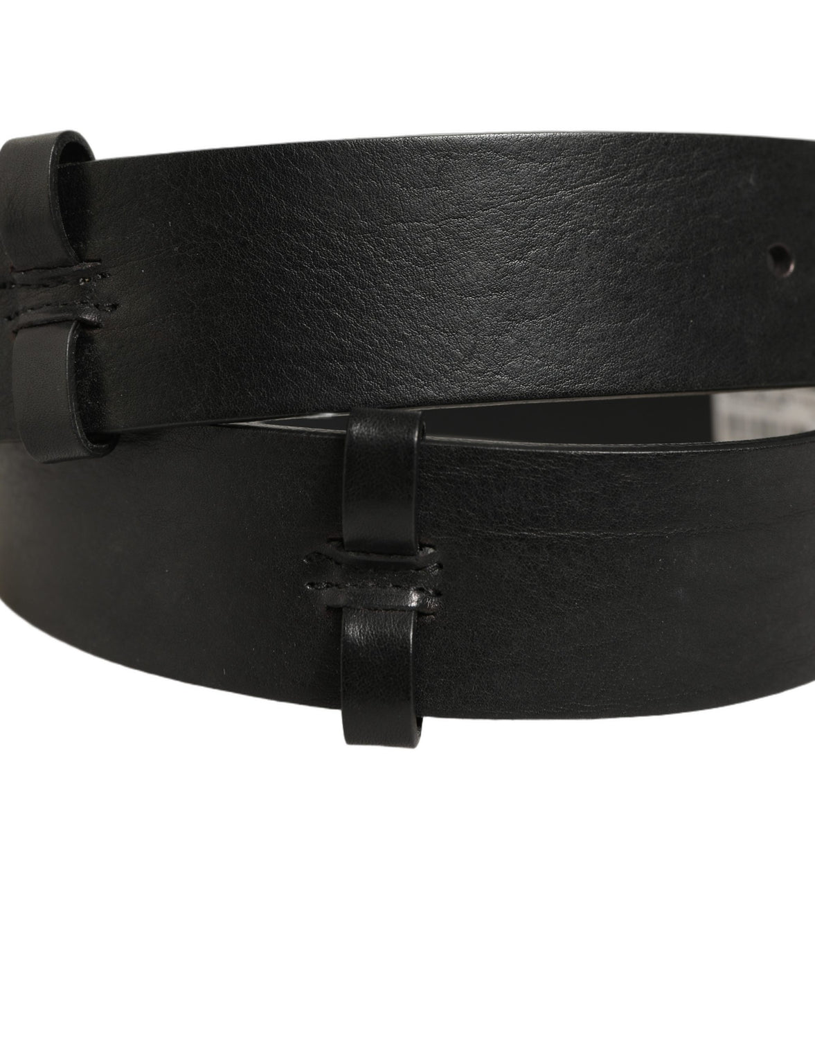 Black Leather Silver Tone Square Buckle Belt