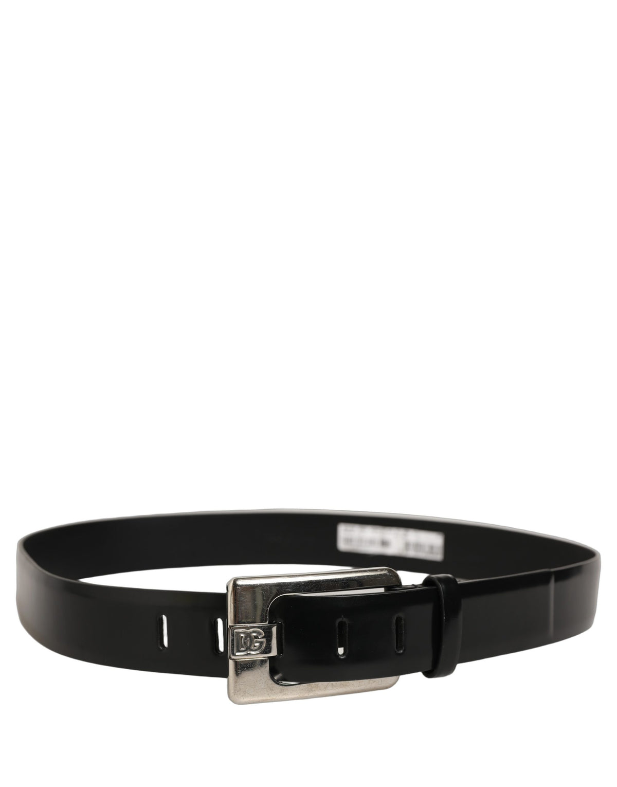 Black Leather Silver Tone Metal Buckle Belt