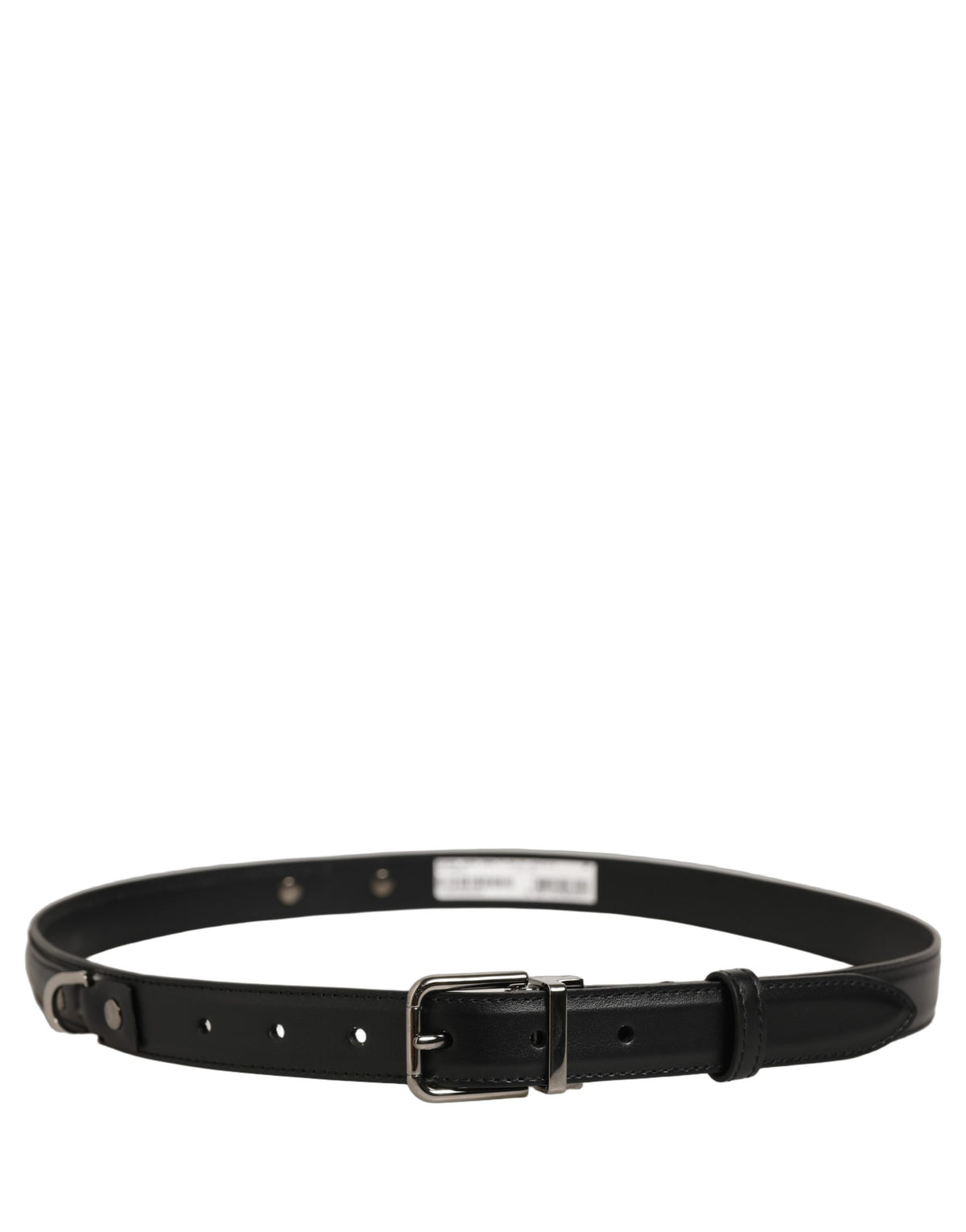 Black Leather Silver Tone Metal Buckle Belt