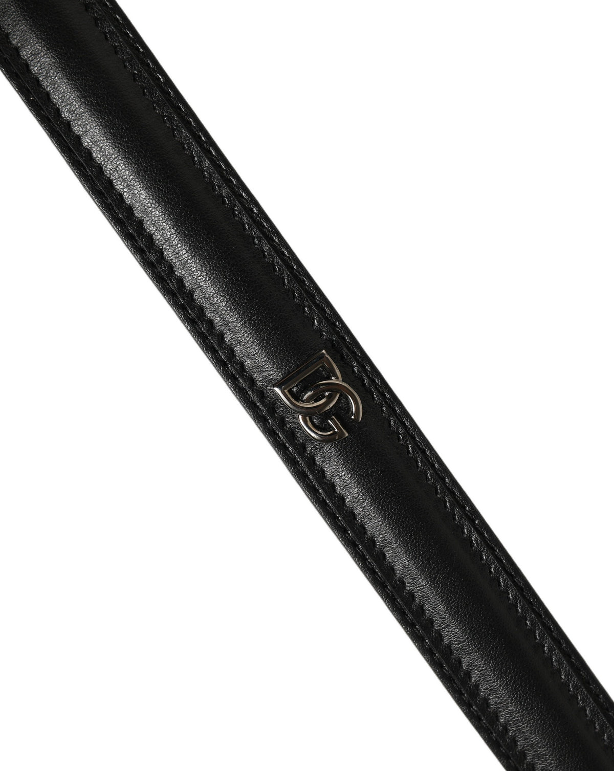 Black Leather Silver Tone Metal Buckle Belt