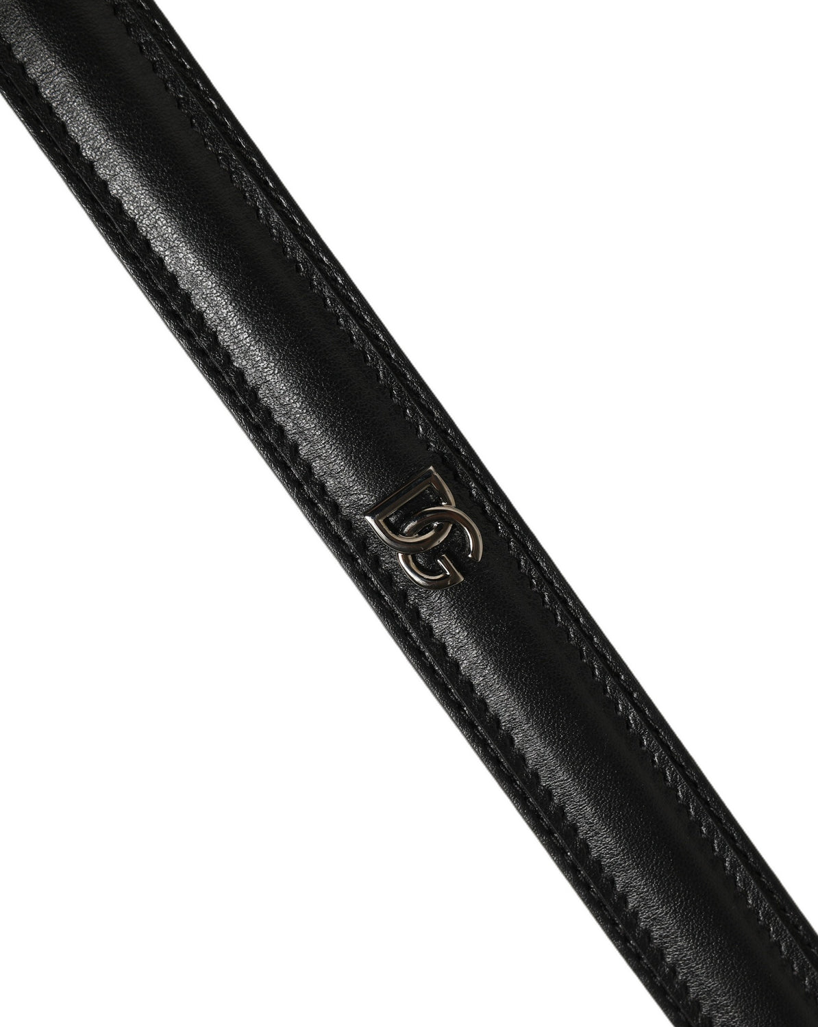 Black Leather Silver Tone Metal Buckle Belt