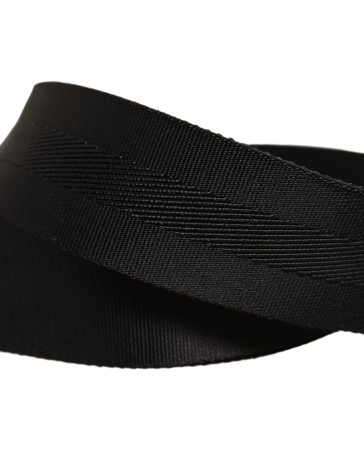 Men Black Fabric Strap Logo Metal Buckle Belt