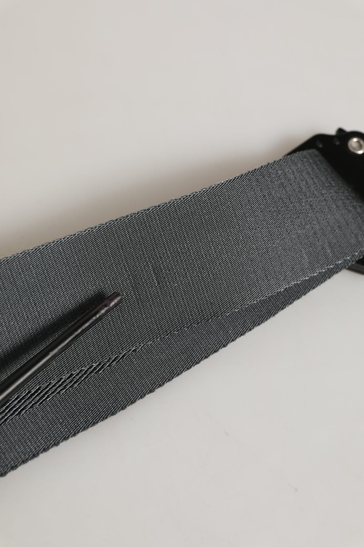 Men Gray Fabric Strap Logo Metal Buckle Belt