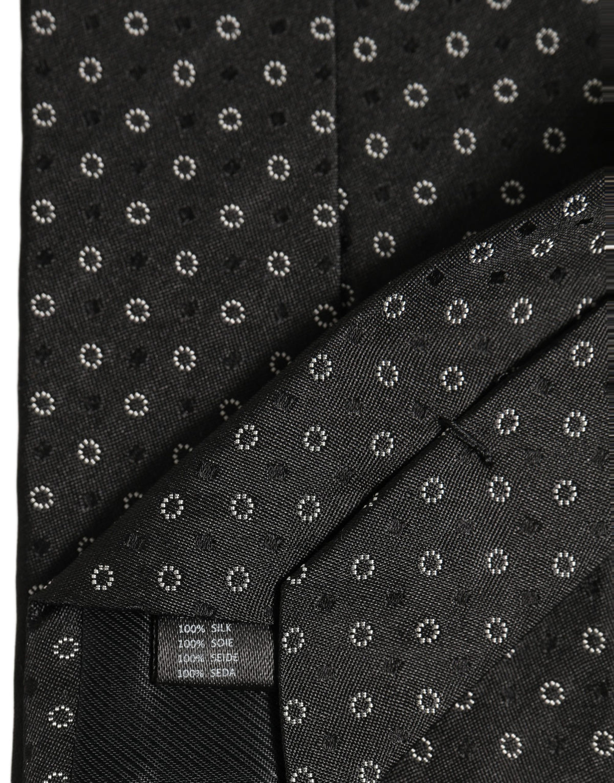 Black Geometric Circle Adjustable Necktie Accessory Tie