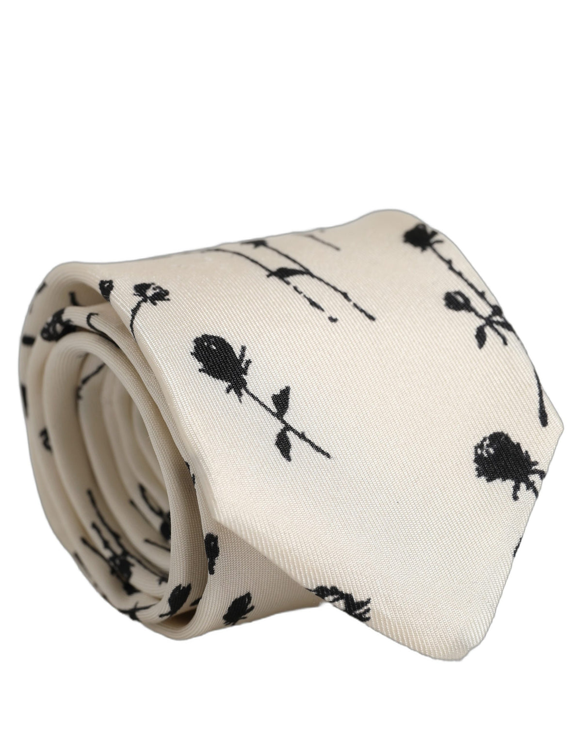 Off White Floral Print Adjustable Necktie Accessory Tie