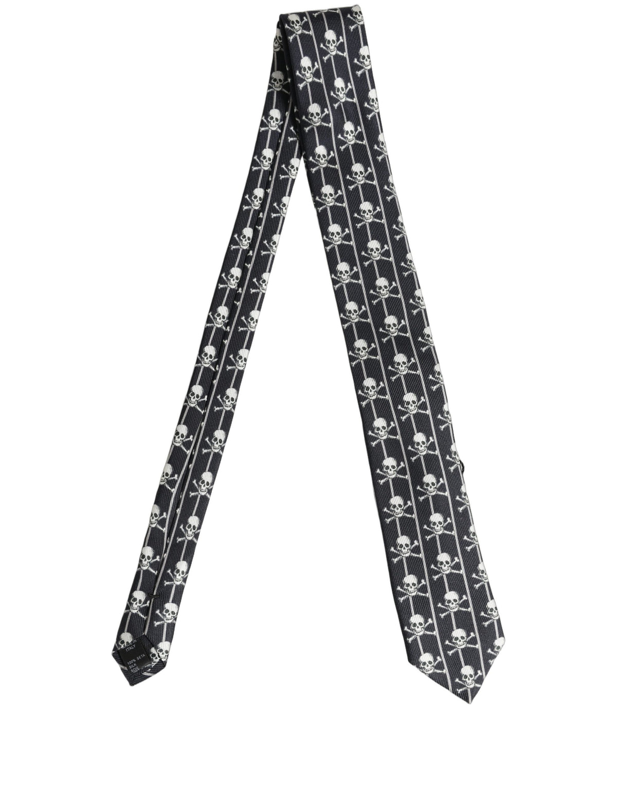 Men Black Silk Skull Fantasy Adjustable Tied Necktie Tie
