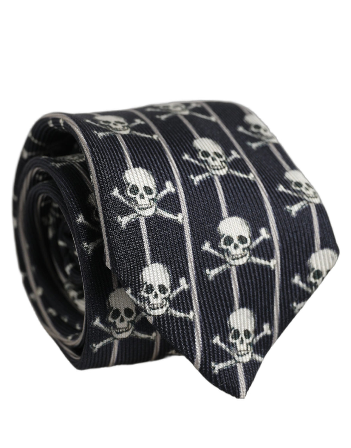 Men Black Silk Skull Fantasy Adjustable Tied Necktie Tie