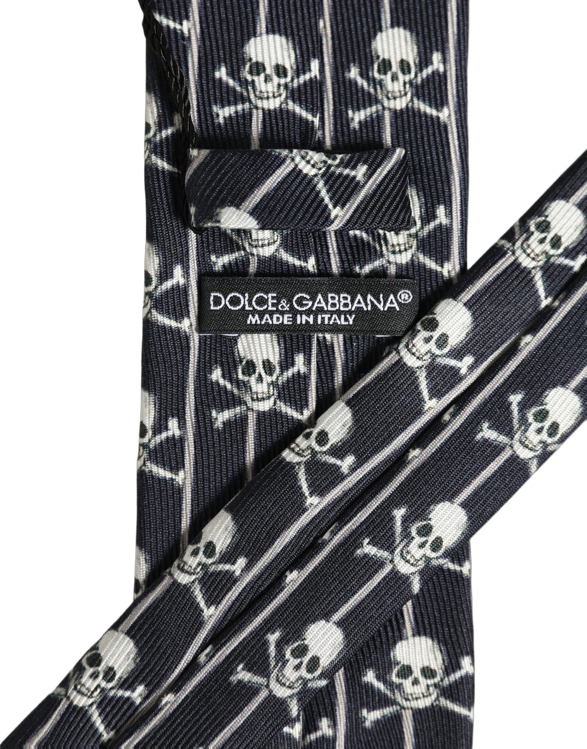 Men Black Silk Skull Fantasy Adjustable Tied Necktie Tie
