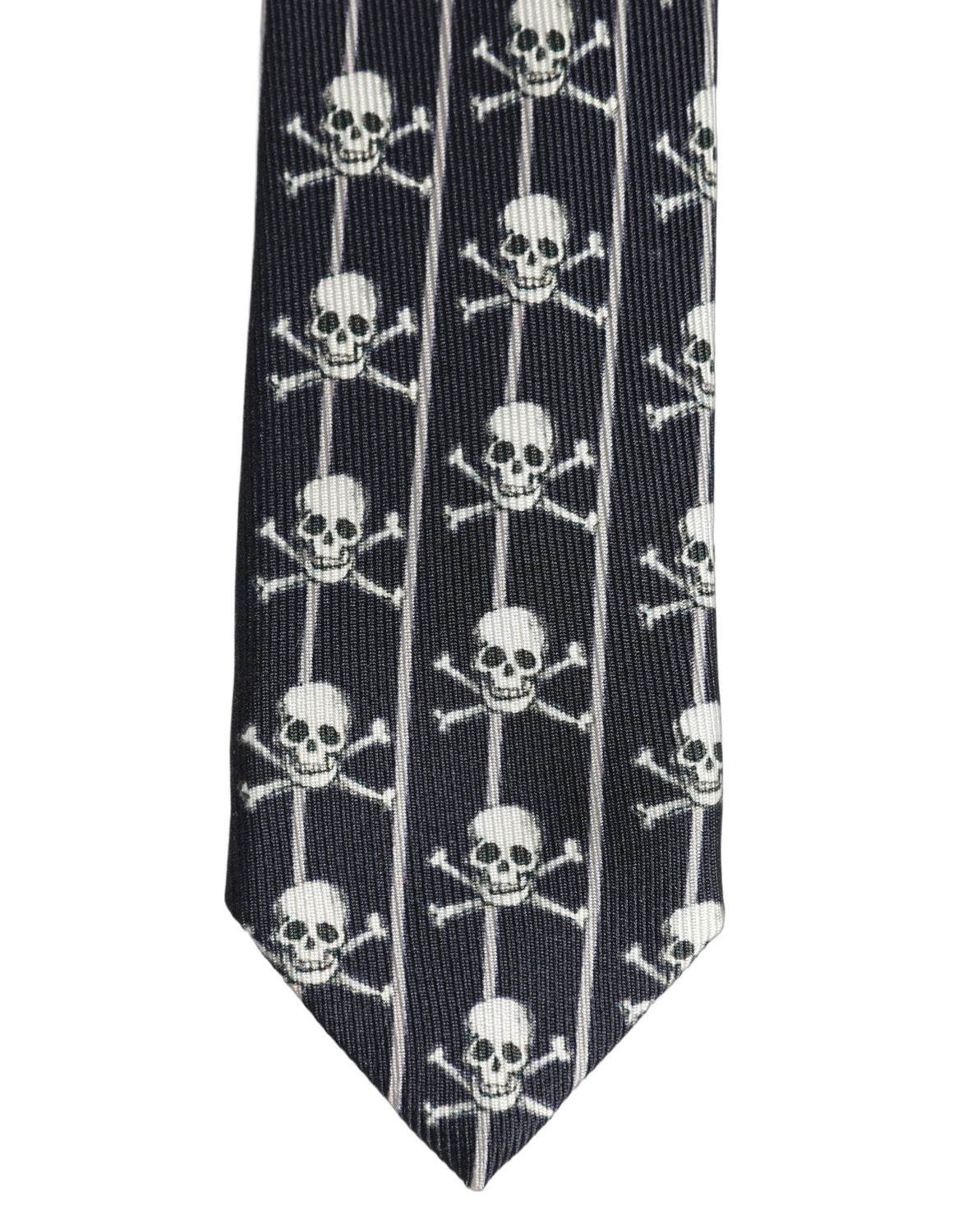 Men Black Silk Skull Fantasy Adjustable Tied Necktie Tie