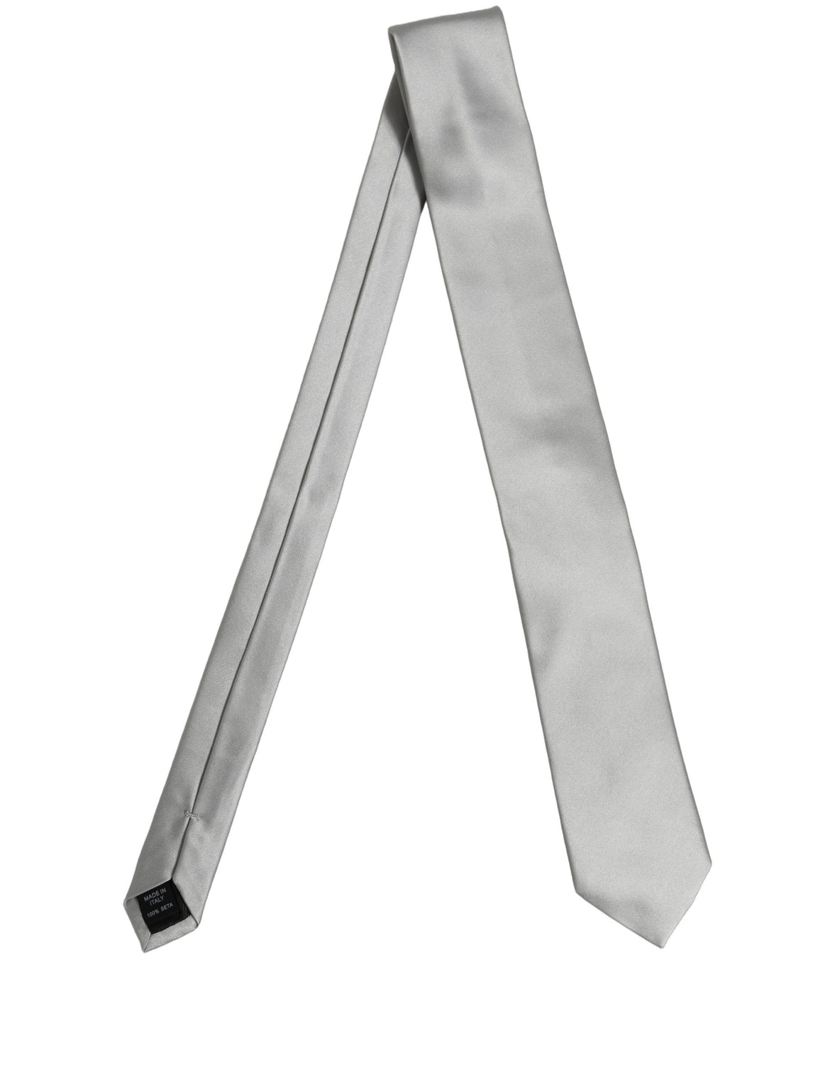 Gray Satin 100% Silk Adjustable Tied Men Necktie Tie