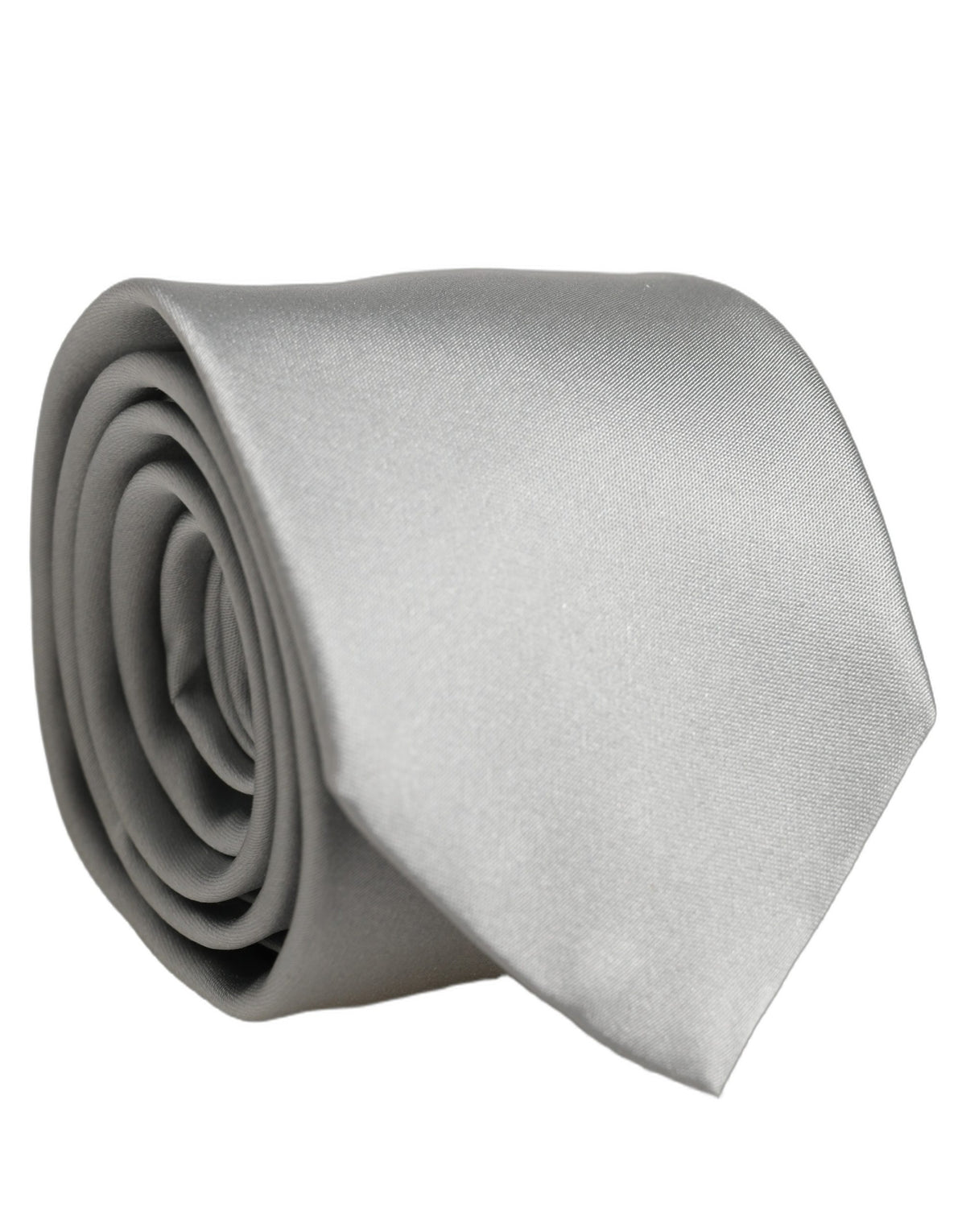 Gray Satin 100% Silk Adjustable Tied Men Necktie Tie