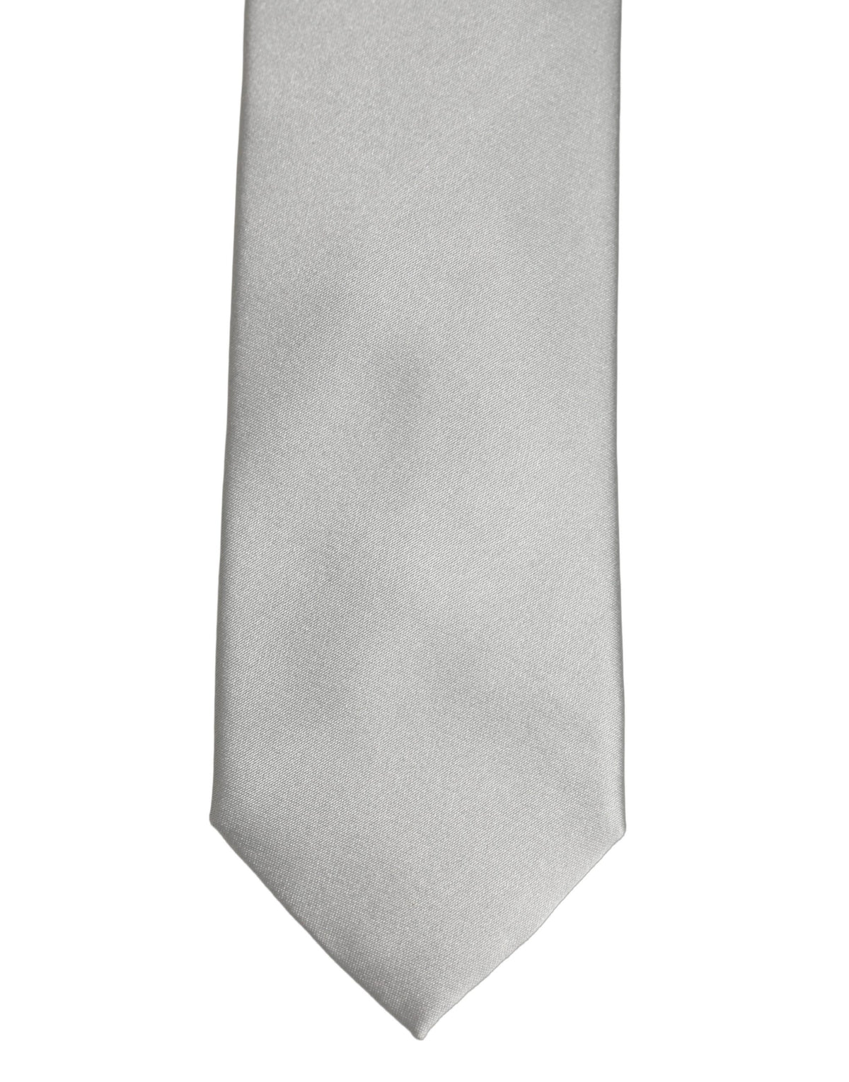 Gray Satin 100% Silk Adjustable Tied Men Necktie Tie