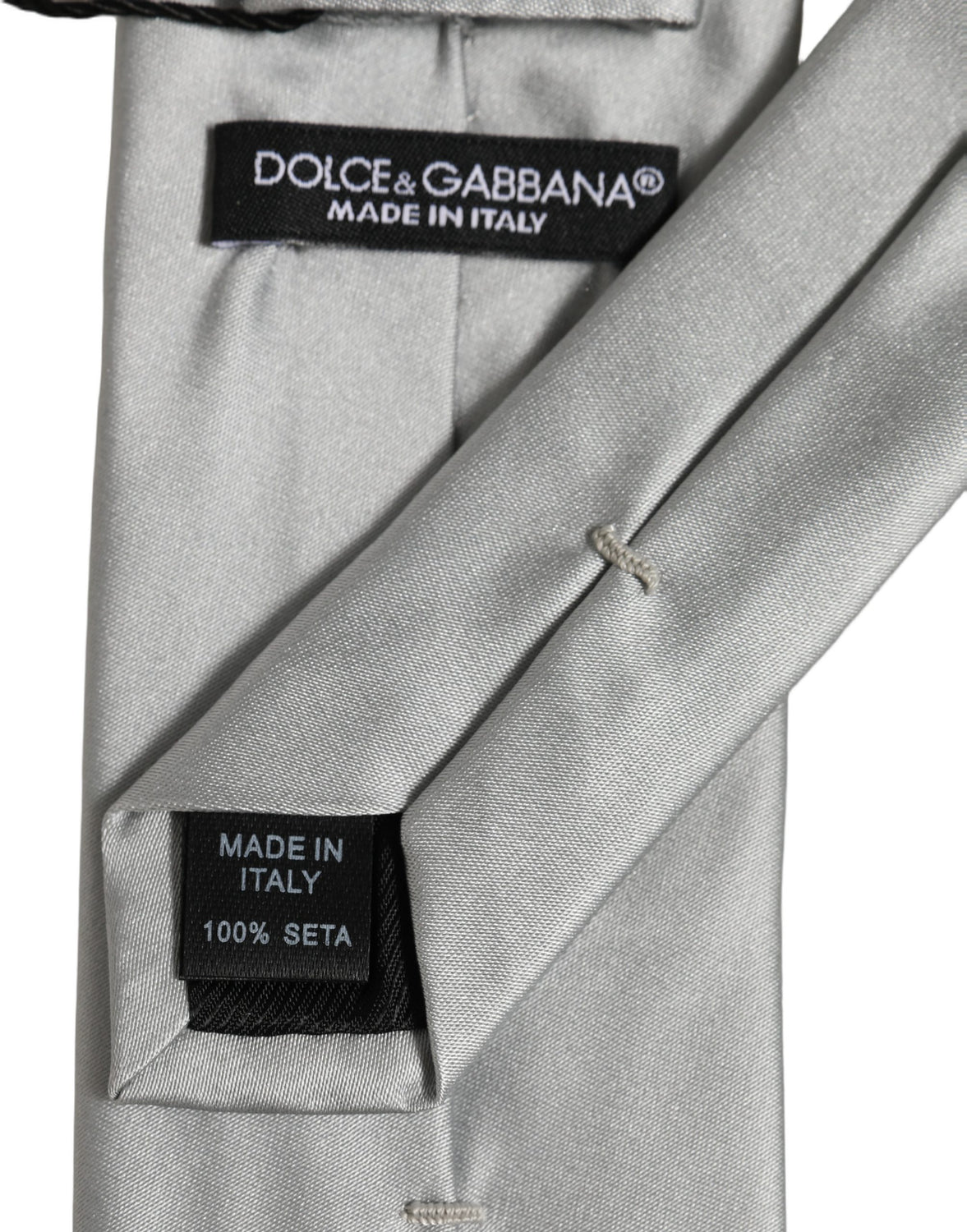 Gray Satin 100% Silk Adjustable Tied Men Necktie Tie