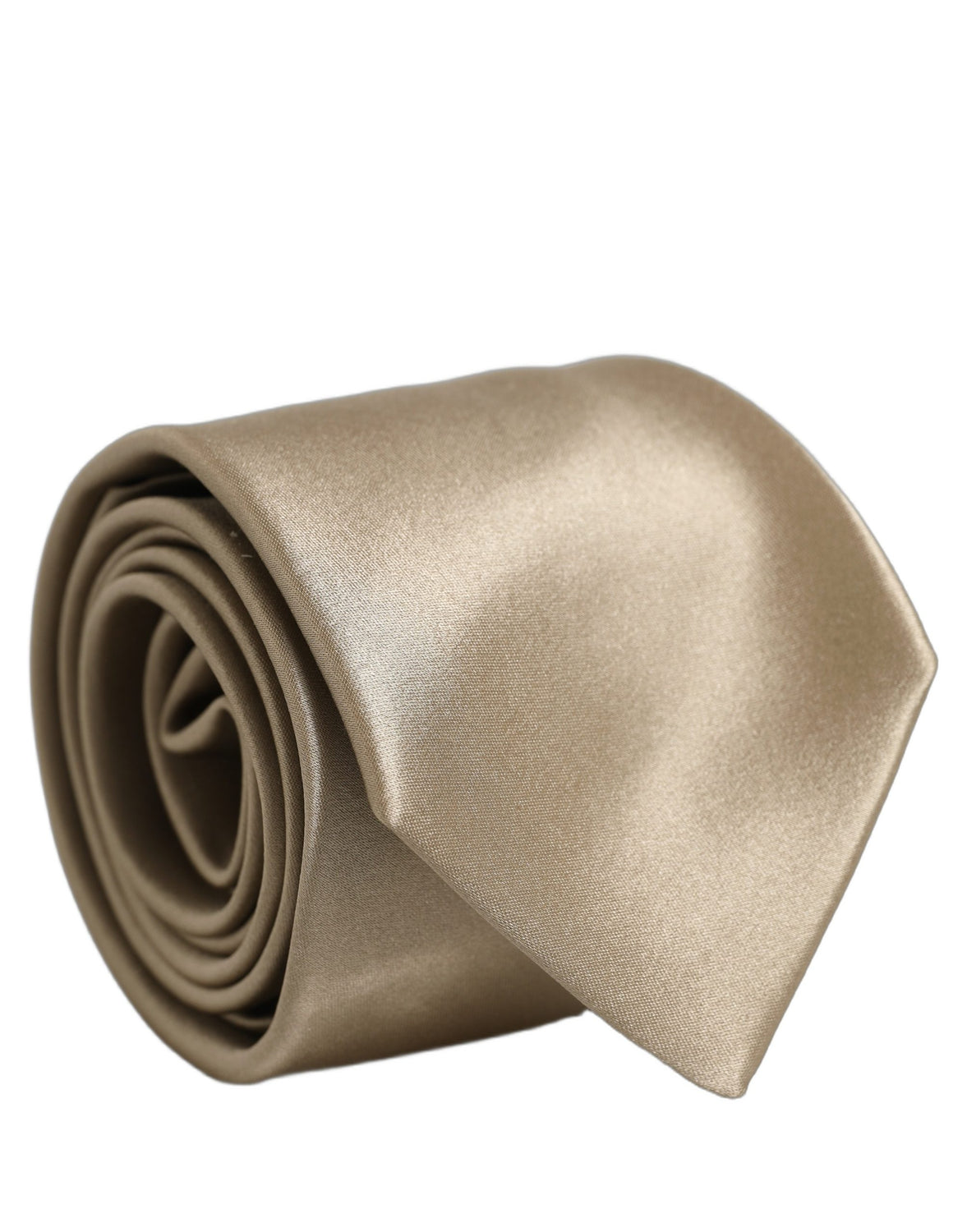 Beige Satin Silk Adjustable Tied Necktie Accessory Tie