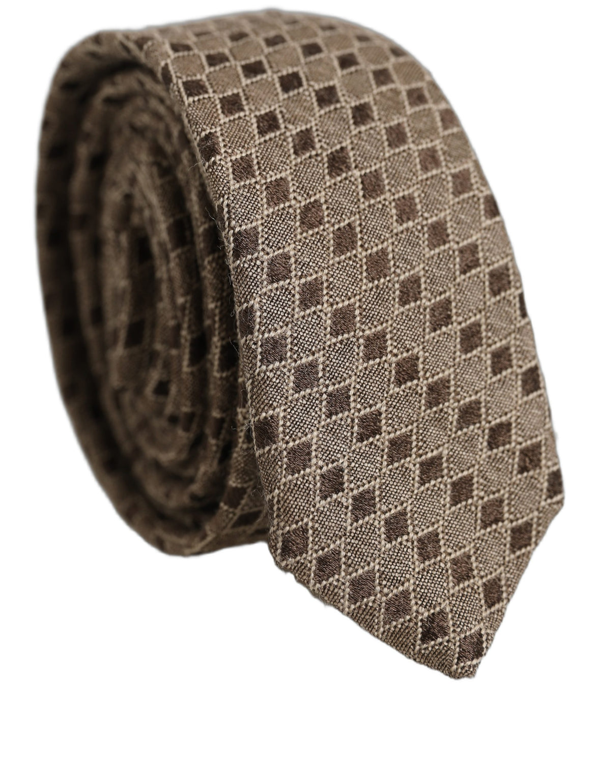 Brown Patterned Wool Adjustable Necktie Men Accessory Tie