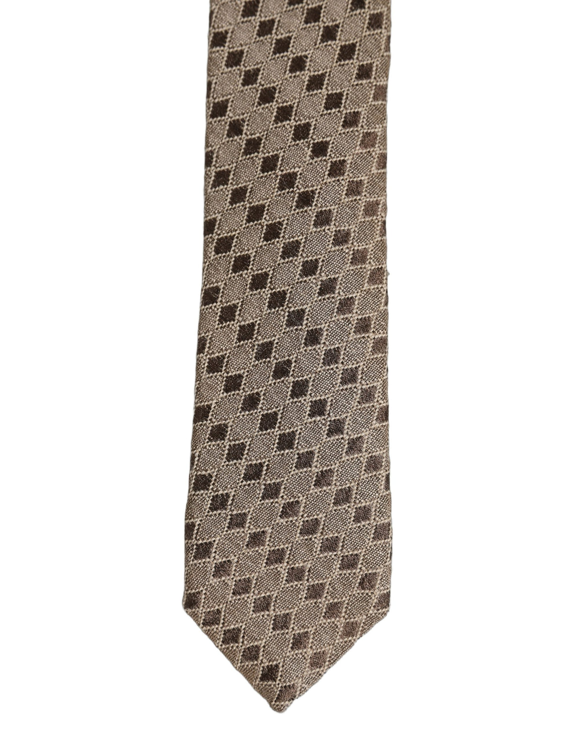Brown Patterned Wool Adjustable Necktie Men Accessory Tie
