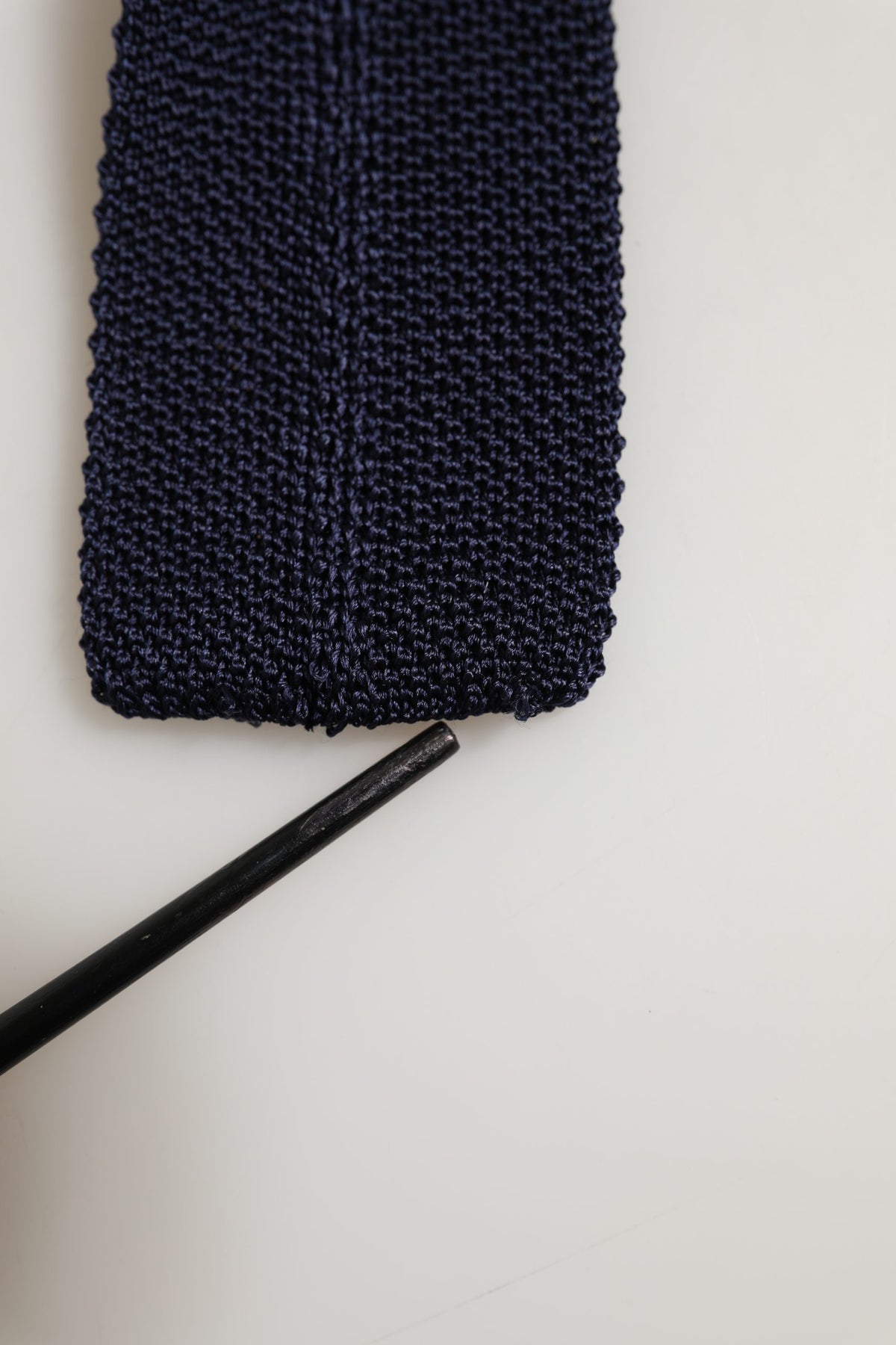 Dark Blue Textured Knitted Adjustable Necktie Accessory Tie