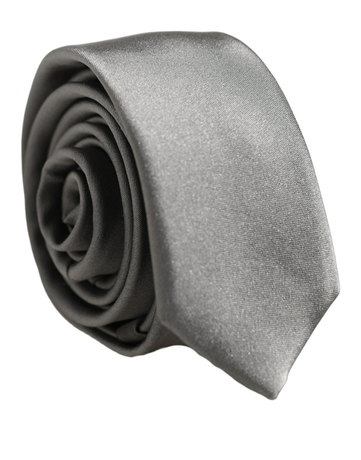 Gray Satin 100% Silk Adjustable Tied Men Necktie Tie
