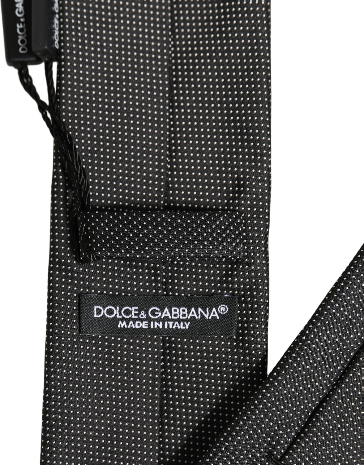 Black Silk Micro Polka Dot Adjustable Tied Necktie Tie