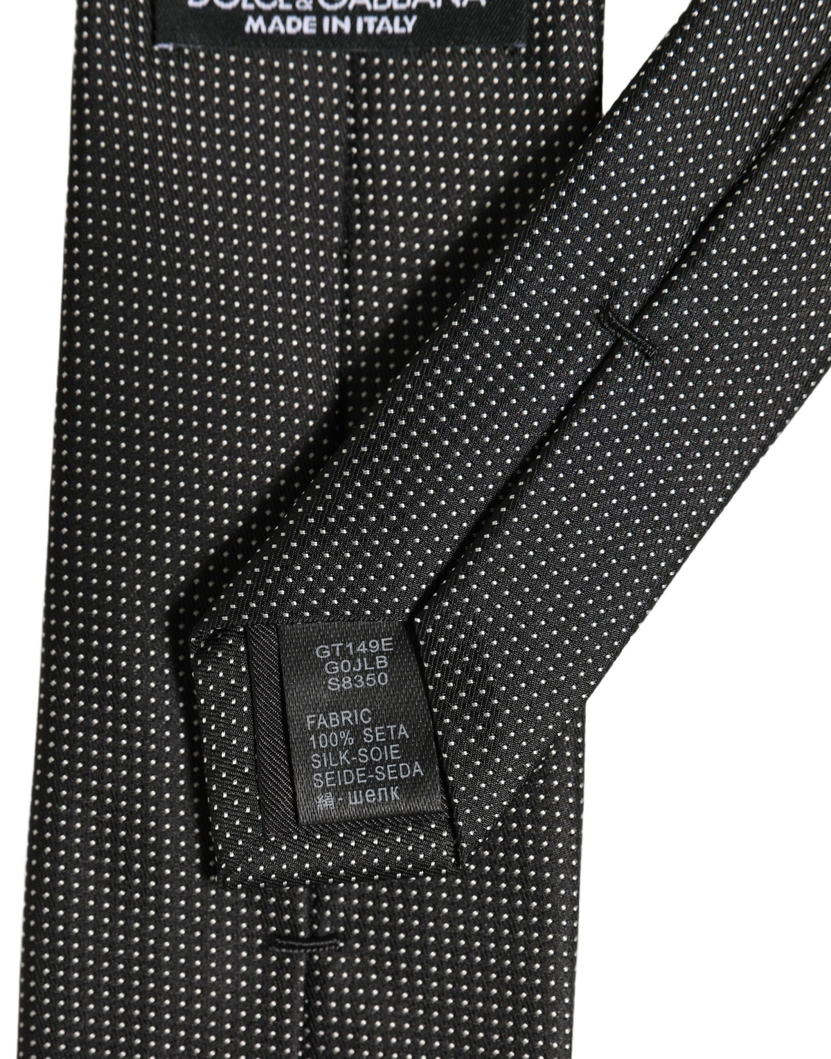 Black Silk Micro Polka Dot Adjustable Tied Necktie Tie