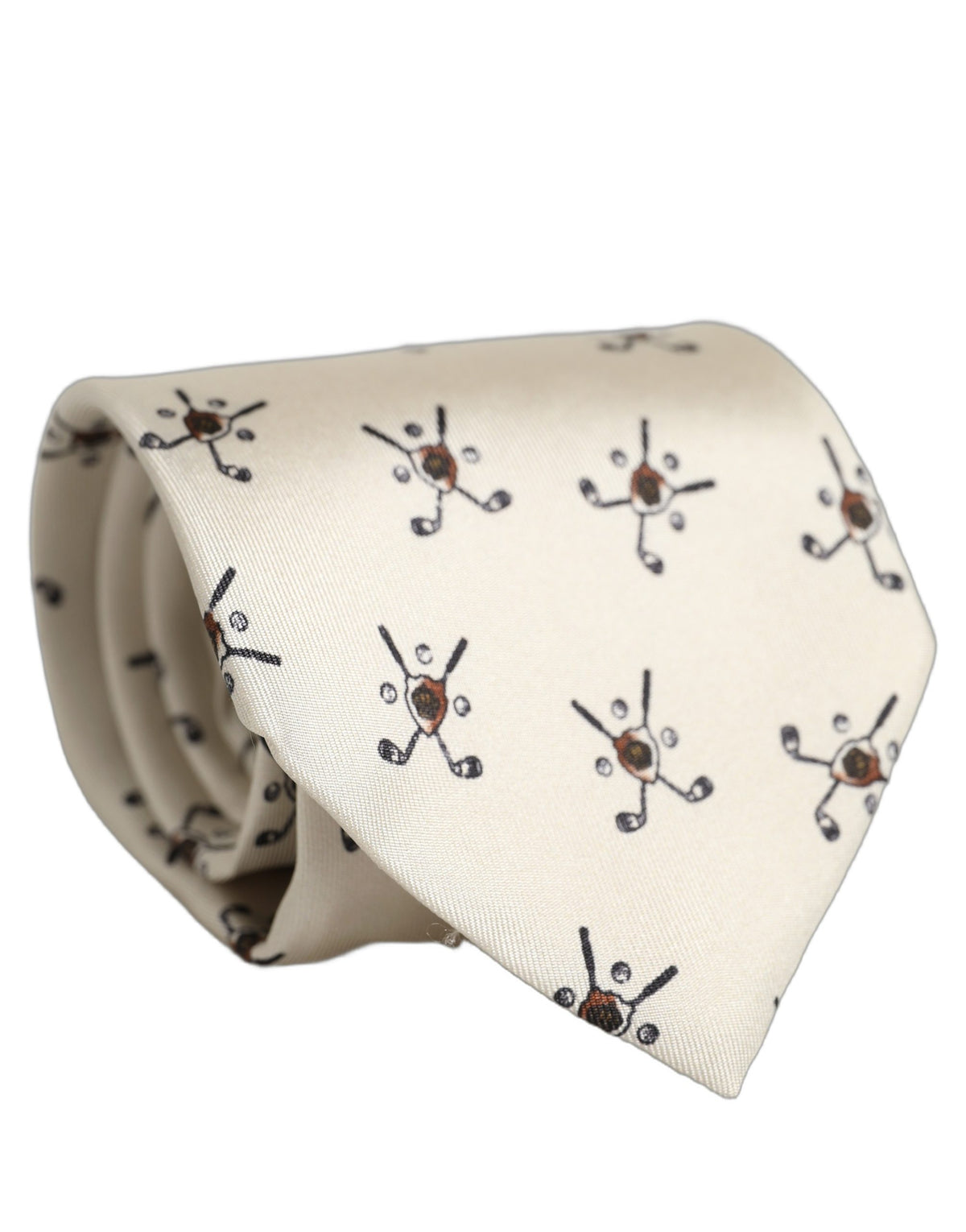 Off White Printed Silk Adjustable Necktie Accessory  Tie