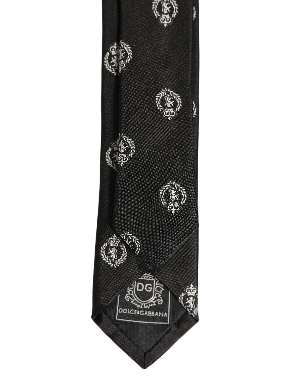 Black Crest Emblem Silk Adjustable Necktie Accessory Tie