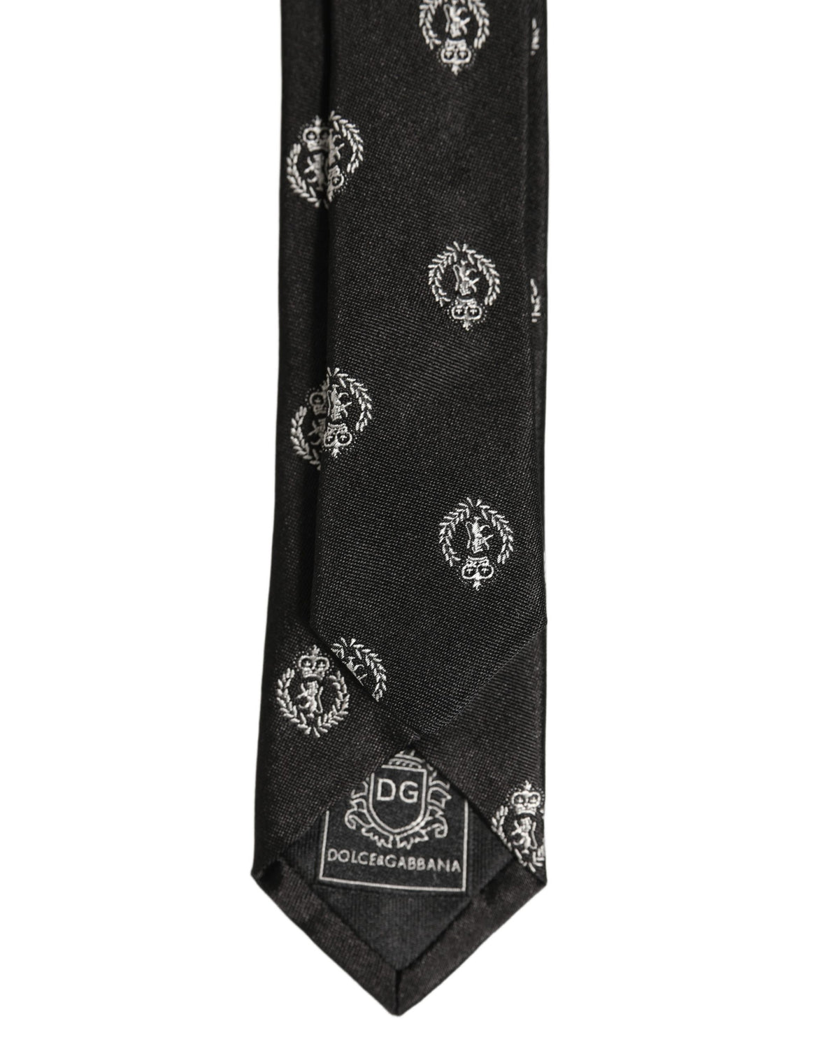 Black Crest Emblem Silk Adjustable Necktie Accessory Tie