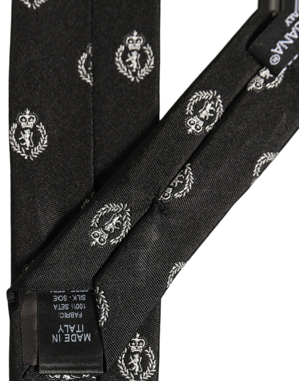 Black Crest Emblem Silk Adjustable Necktie Accessory Tie