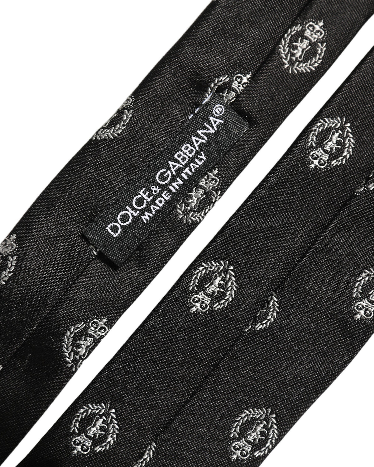 Black Crest Emblem Silk Adjustable Necktie Accessory Tie