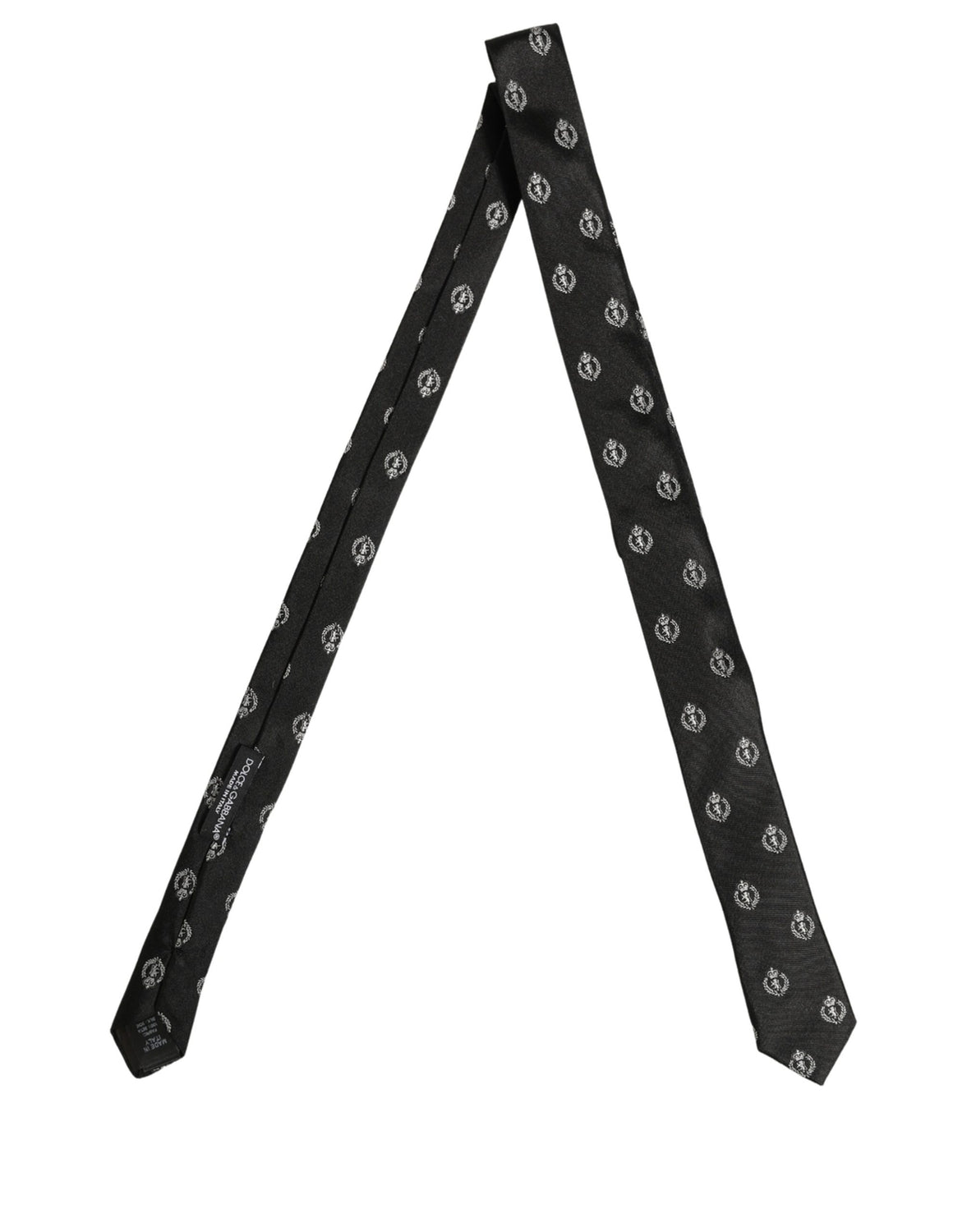 Black Crest Emblem Silk Adjustable Necktie Accessory Tie