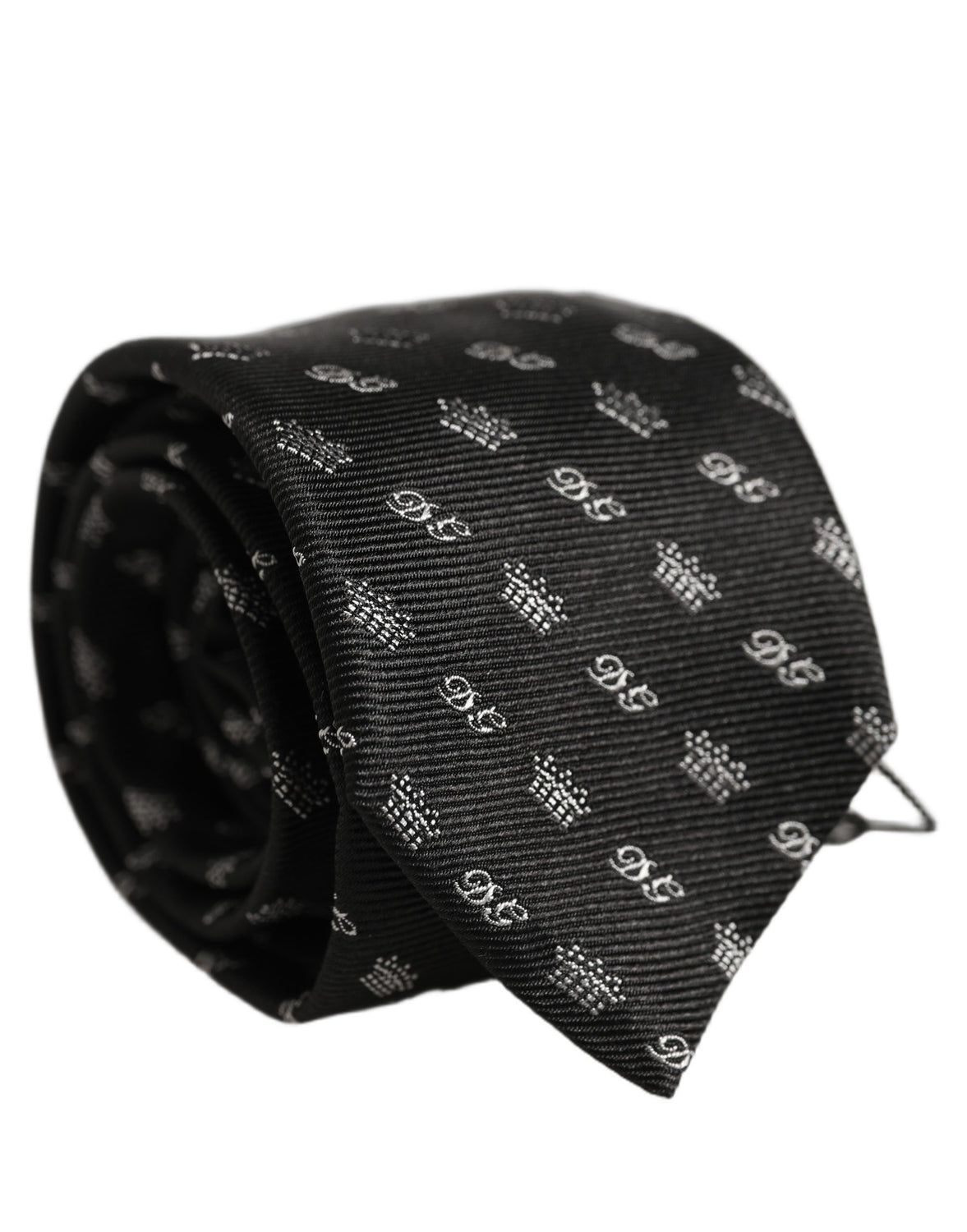 Black White DG Crown Adjustable Men Necktie Accessory Tie