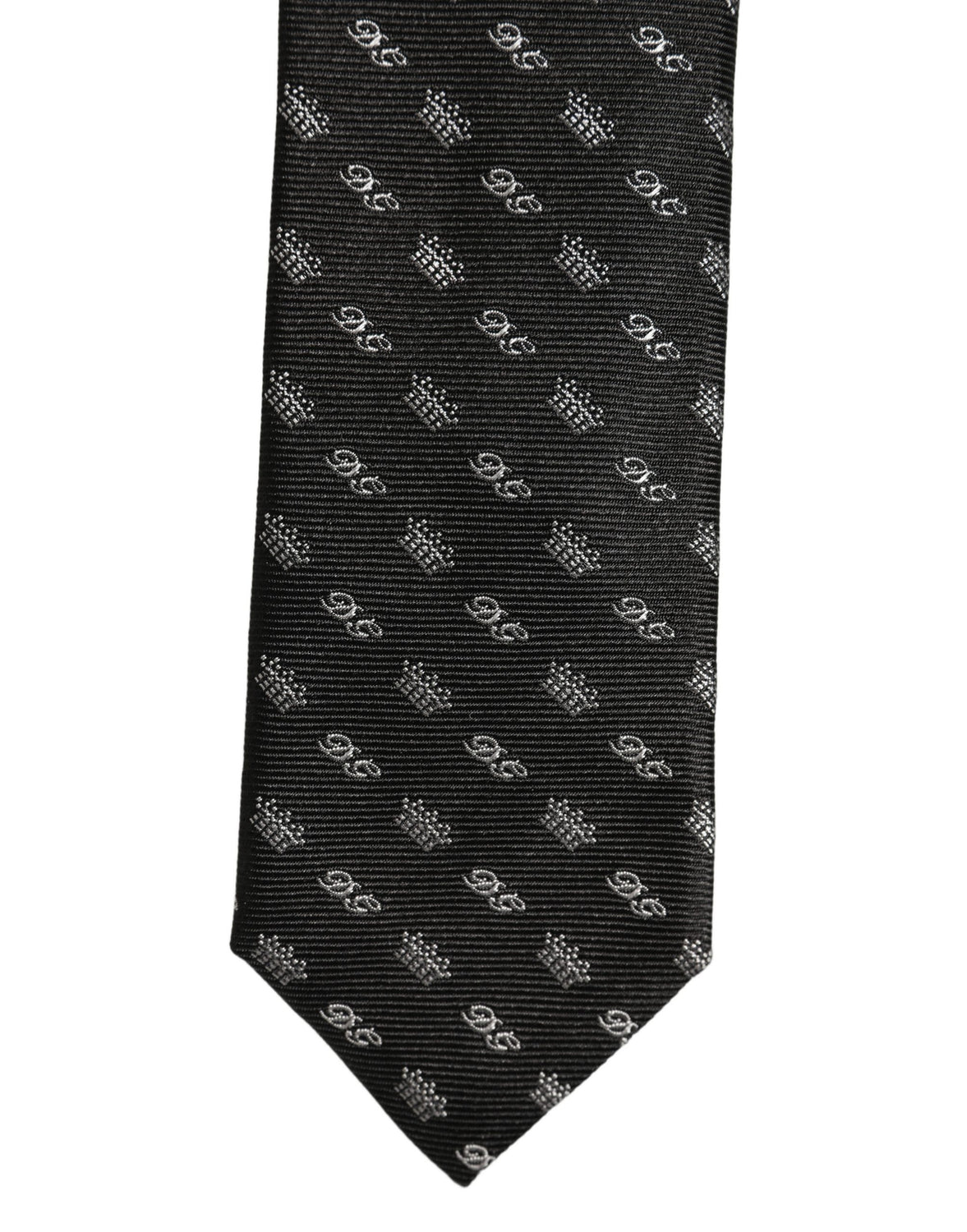 Black White DG Crown Adjustable Men Necktie Accessory Tie