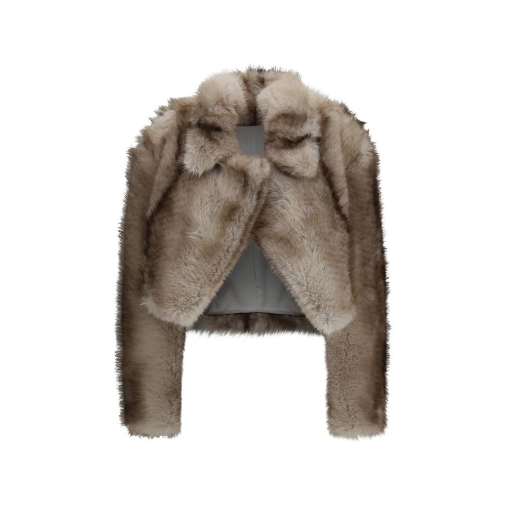 Gray Polyester Full-Length Jacket