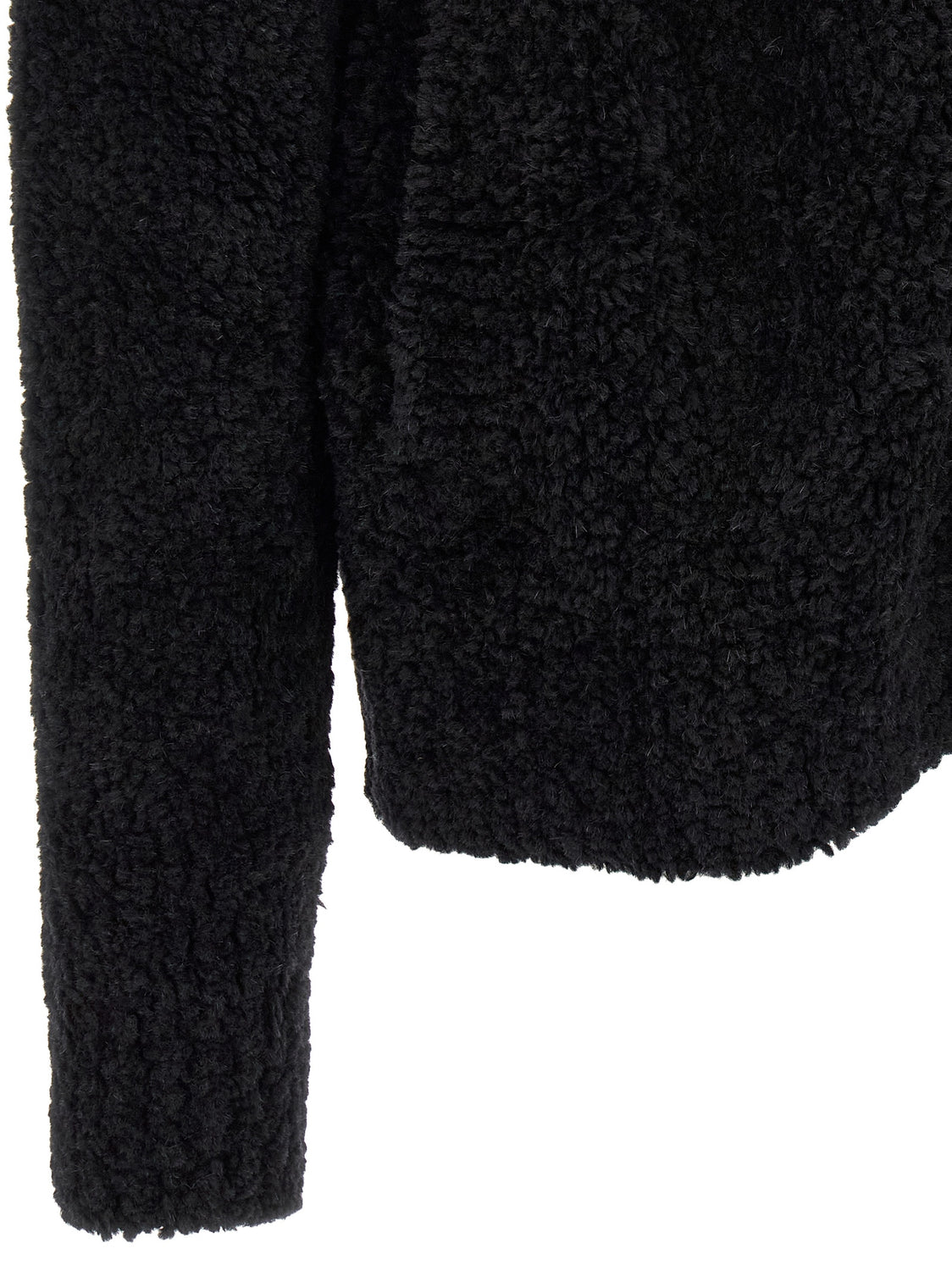 Black Alpaca Leather Cardigan