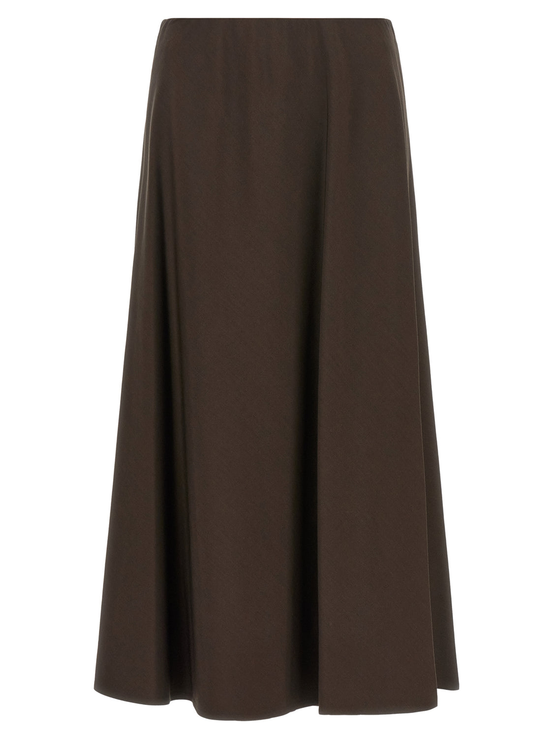 Brown Virgin Wool Midi Skirt