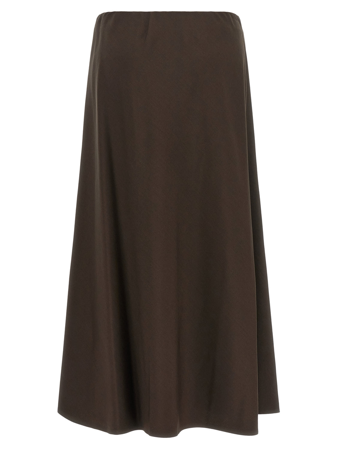 Brown Virgin Wool Midi Skirt