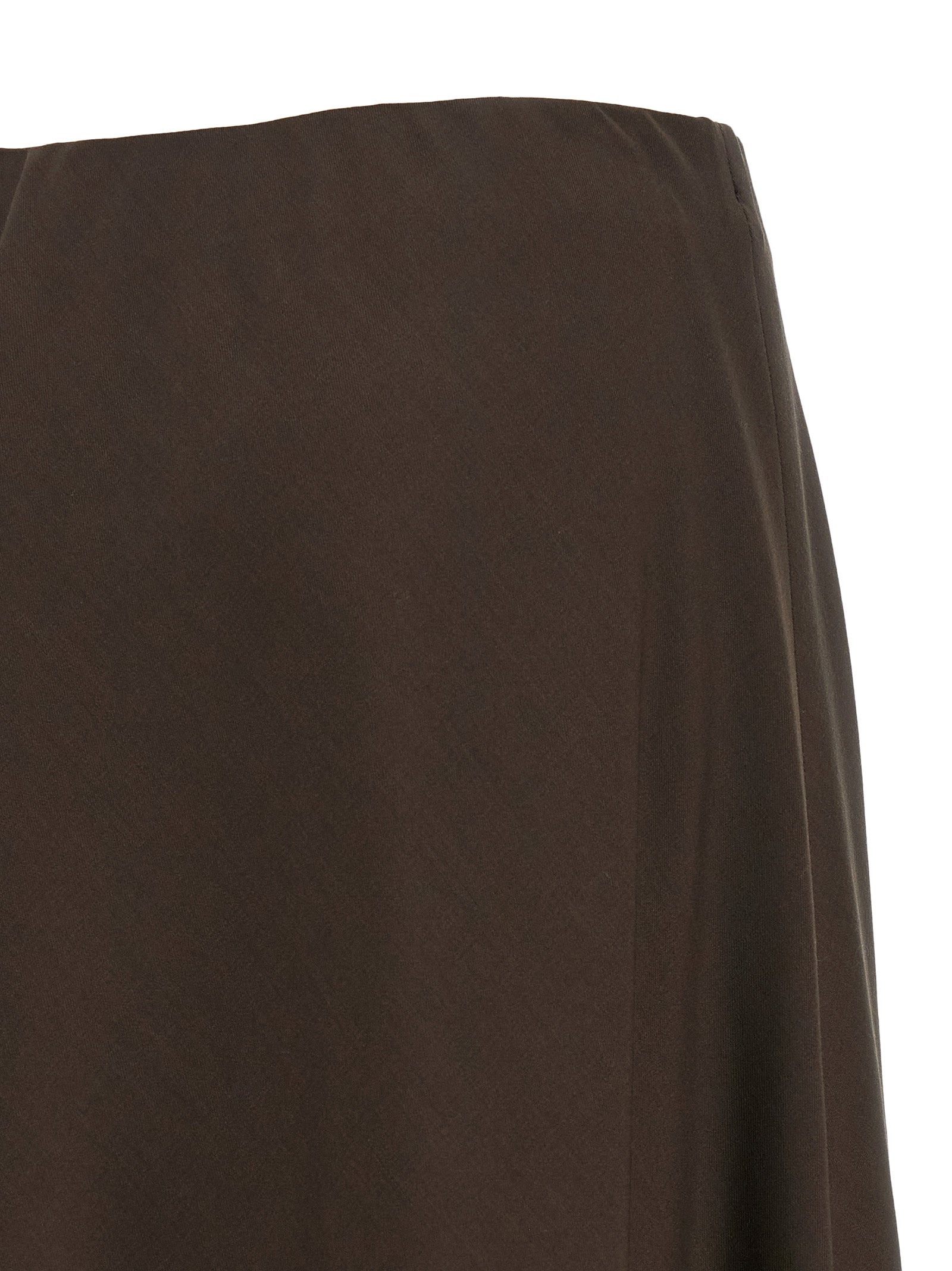 Brown Virgin Wool Midi Skirt