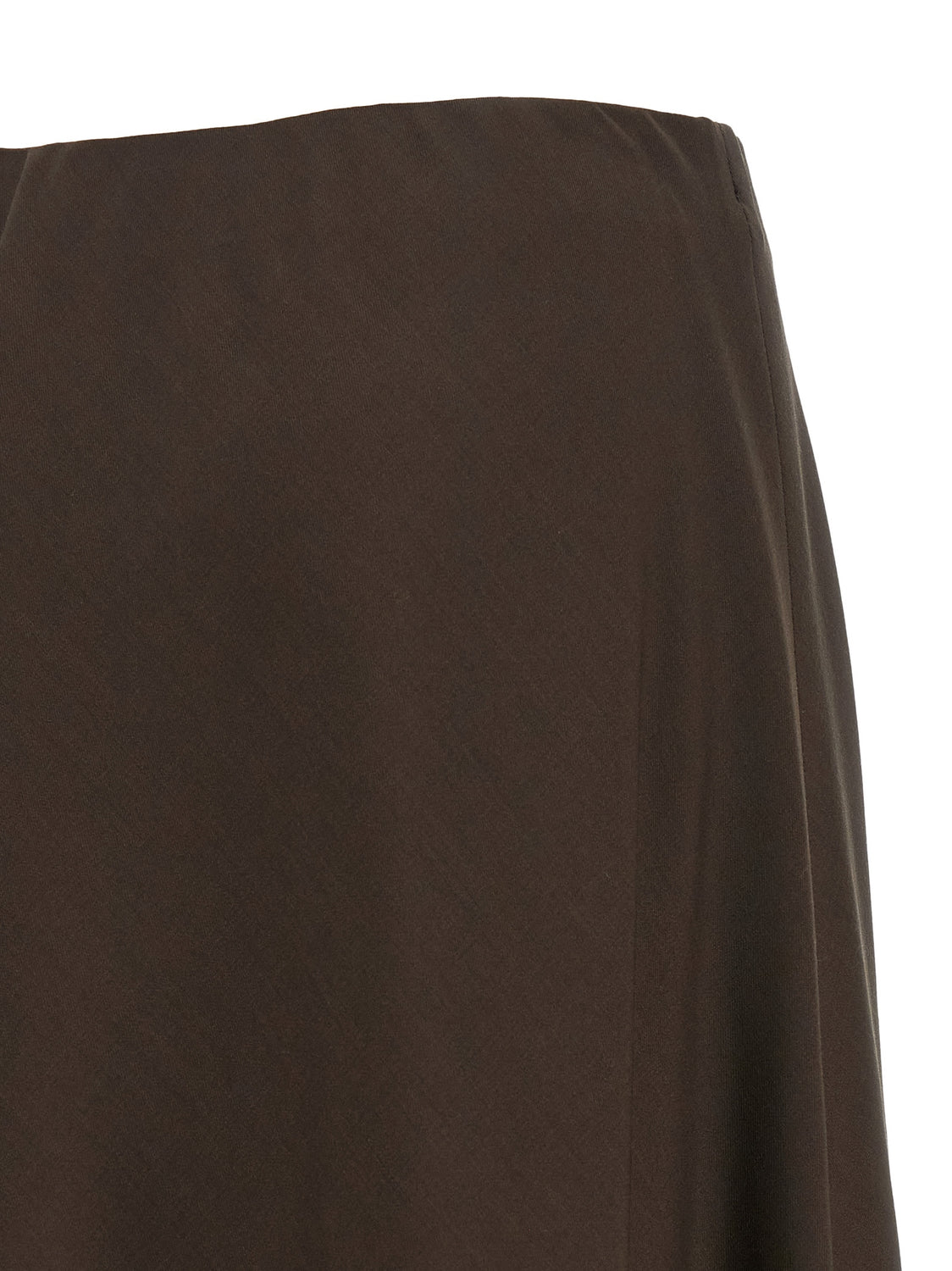 Brown Virgin Wool Midi Skirt