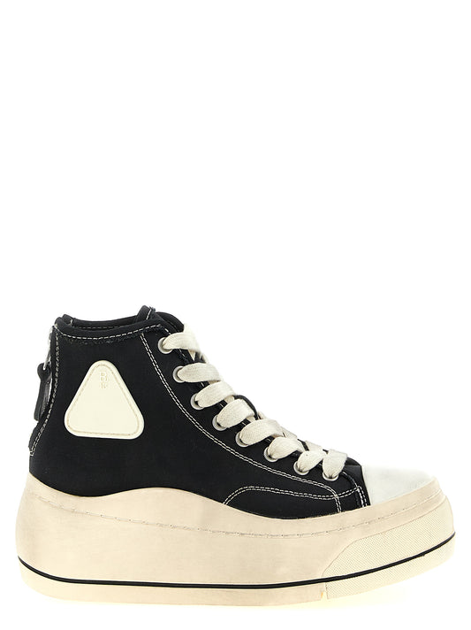 Black Cotton High Top Sneakers